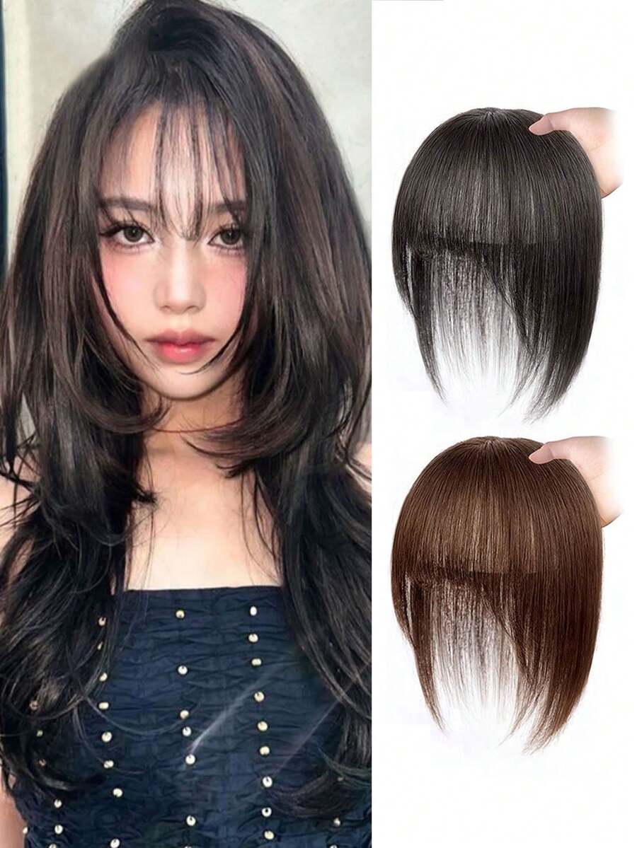 Tóc giả mái bằng sợi tổng hợp dành cho nữ, kiểu mái kẹp, trông tự nhiên và không lộ viền tóc. - Nhiều màu - Xem 1