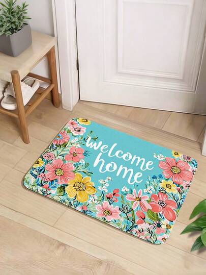 Thảm chùi chân chào đón họa tiết hoa màu nước xanh lam-xanh lá cây trang nhã, 100% sợi polyester, thảm trải cửa trong nhà, thảm dày mềm mại, thấm hút tốt cho tiền sảnh, phòng khách, phòng ngủ, phòng ăn, hành lang, phòng giặt, nhà bếp, trang trí nhà cửa, trang trí phòng, thảm nhỏ, thảm phòng khách, thảm cạnh giường, thích hợp sử dụng trong nhà, thảm cửa lý tưởng, quà tặng ngày lễ, thảm trang trí nhỏ dùng được cả bốn mùa.