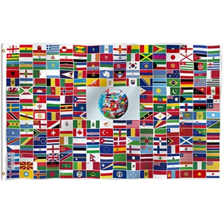 Fly Breeze 3x Feet Global World Flag - D Color And Fade Of - Canva Er And Double Titched - 216 Intenal Country Flag Polyeter With Bra Grme 3 X  FT - 世界 - 查看 1