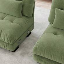 Cloud Corner Sofa For Living Room, Chenille Double Sofa With 2 Lumbar Cushions And 2 Decorative Cushions, Solid Wood Frame - Green - View 8