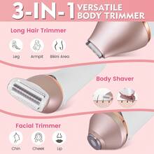 1 máy cạo râu điện 3 trong 1 dành cho nữ, máy triệt lông thông minh dùng được cả khi khô và ướt, có thể sạc lại, bộ dụng cụ triệt lông đa năng vùng nách và vùng kín. - Xem 6