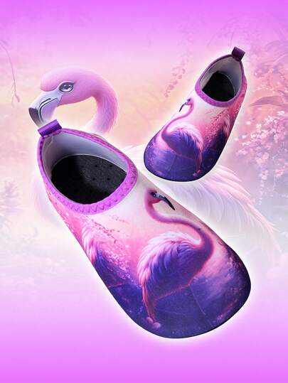 Kids Girls Water Shoes Blue Pink Gradient Mermaid Scale Print TPR Non-Slip Anti-Scratch Quick Dry Summer Beach Aqua Socks With Pull Tab For Water Park Beach Vacation Pool Party Swimming
