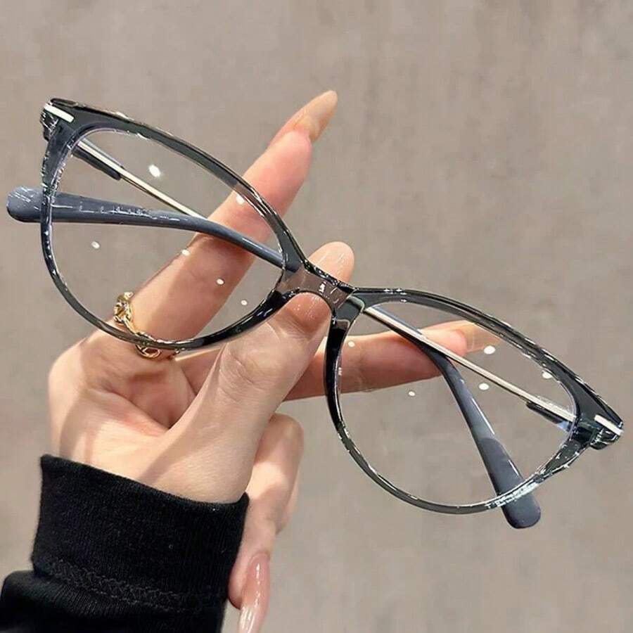 1/2 Pairs Vintage Cat Eye Glasses, Y2K Small Frame Lightweight Clear Lens Fashion Decorative Glasses, Metal Frame, Suitable For Daily Wear  - Multicolor - View 1