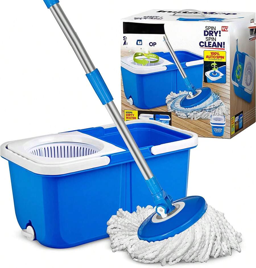 Mop Spin Mop And Bucket With Microfiber Mop Head Floor Cleaning For Hardwood Tile - 1 - 查看 1
