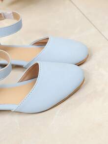 1 đôi sandal đế xuồng mũi tròn cổ điển bằng da lộn màu xanh dương cho bé gái, chất liệu mềm mại, thiết kế gót chunky thanh lịch, thời trang, phù hợp cho mặc hàng ngày, lễ hội, tiệc tùng, kỳ nghỉ, mùa xuân/hè 2026. - Màu xanh lam - Xem 6