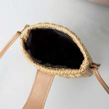 Fashionable Woven Grass Mobile Phone Bag Crossbody Bag, Eye-Catching Beach Bag Summer, Summer Straw Beach Bag For Women, Fashion Summer Vacation Bag, Beach Essentials Women Bags For Vacation & Holiday, Newest Holiday Bag , Beach Bag, Woven Bag - Màu Khaki - Xem 5
