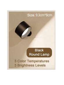 1pc LED Wall Lamp With Rechargeable Battery & USB Port, 1/3 Color Temperatures & 2/3 Brightness Levels, 360° Rotatable Magnetic Ball, Wireless Reading Bedside Lamp - one-size - View 13