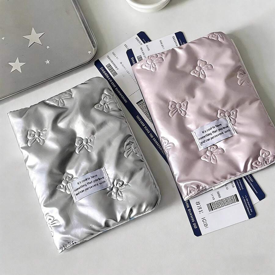 1个高品质蝴蝶结护照夹，刺绣奢华缎面护照套，旅行证件袋，可装护照/机票/卡片，适合旅行、通勤，可作为礼物送给女朋友、朋友、家人。 - 彩色 - 查看 1