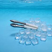 1 pieza Pala de hielo con mango redondo + Pinzas para alimentos, Pala de plástico grueso para cubitos de hielo, harina, granos de café, de uso múltiple (Blanco) - Ver 4