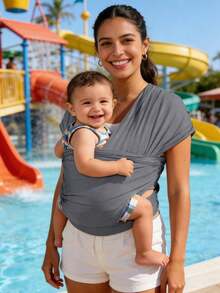 Newborn & Infant Multifunctional Front Carry Baby Carrier, Portable Lightweight Baby Wrap Sling, Suitable For All Seasons - 5-meter Dark Gray Mesh Fabric - View 3