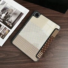 1个复古棕色条纹波点格纹平板电脑保护套，带笔槽，兼容iPad 10.9/10.2/Air 5/Pro 11/10/9.7/Air 2/(7代)/(8代)/Air 4/5/Pro 11/10代 10.9英寸（2022款），智能休眠/唤醒功能，时尚平板电脑配件，兼容小米平板5/5 Pro/6/6 Pro/7/7 Pro、三星Galaxy Tab S10+/S9/A9 - 彩色 - 查看 3