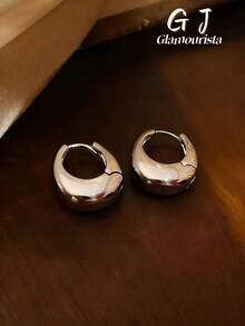 一对铜质简约小众时尚百搭别致几何耳环，适合女性日常及节日佩戴 - 幾何 - 查看 7