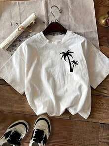 Women's Short-Sleeved Crew Neck T-Shirt, Fashionable For Summer. Y2K Style,  Style, Newest For 2026, Cute Style, Casual Style. 180g (Sizes S-XXXL) - 白色 - 查看 2