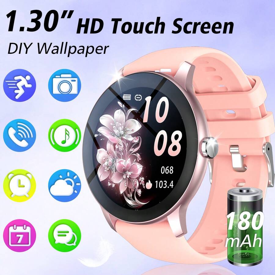 Smartwatch With Wireless Calling/Dialing, Multiple Sports Modes, Call Reminder And Rejection, SMS Notification, Customizable Wallpaper, Compatible With IOS/Android - Multicolor - View 1