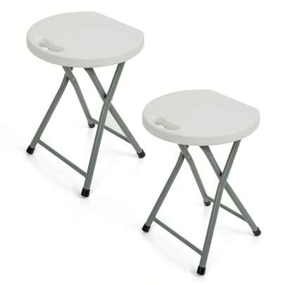 Crystals 2PCS Folding Bar Stools Portable Plastic Seat With Metal Frame, Space Saving Indoor Outdoor Camping Seating