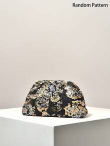 Sequin Embroidered Floral Women Clutch Bag, Elegant For Party, Ball, Wedding Accessories - Multicolor - View 2