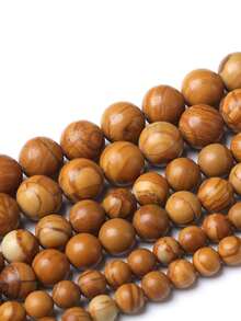 1 String Natural Wood Lace Agate Beads, 4/6/8/10mm Round Gemstone Beads, Suitable For DIY Bracelet Necklace Jewelry Making - Multicolor - View 3