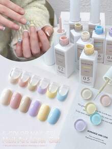 6件套/6毫升凝胶彩绘套装，条纹波浪美甲3D凝胶，DIY美甲 - 彩色 - 查看 2