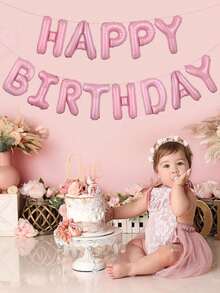 1pc Colorful Happy Birthday Balloon Banner, With 16-Inch Polyester Foil Letters, Inflatable Party Decor And Birthday Supplies, Suitable For Boys, Girls, Kids And Adults, Baby Shower, Reusable Party Supplies - Multicolor - View 3