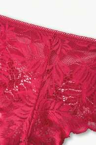 Bisouelle 3 piezas Bragas elegantes de encaje para mujeres, bragas de baja altura con estilo, cómodas y elásticas, ropa interior ondulada y romántica de color blanco y rojo para mujer - Multicolor - Ver 7