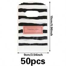 50个黑白条纹感谢礼品袋，糖果饼干包装袋 - 包裝袋 - 查看 8