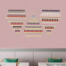 SENDERPICK Triangular Floating Wall Mount Shelves 5 Tier Wall-Mounted Metal Nail Polish Display Rack - Gold - View 3