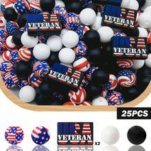 25/30/47pcs American Independence Day 250th Anniversary Series Silicone Bead Set, Printed With American Elements "250" Shaped Beads, DIY Keychain, Necklace, Bracelet, Decoration, Pen, Jewelry Pendant, Holiday & Birthday Gift - Independence Day 250 - View 21