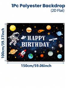 1pc Space Themed Backdrop, Space Astronaut Planet Design Hanging Banner,Baby Shower Party Supplies,Gender Reveal Party Supplies, Birthday Party Decor, Party Photo Props,Birthday Gift,Dining Table Centerpiece Decor ,Nursery Room Decor, Home Decor, Party Favors - Astronauts - View 5