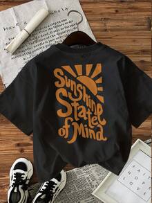 Women's T-Shirt, Summer Top With Graphic Print, Short Sleeve, Round Neck, Casual Top For Summer And Spring, Women's Clothing, Cotton T-Shirt, Spring Set, Summer.Tee - Black - View 3