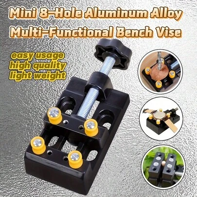 1个优质迷你8孔铝合金虎钳 - 高品质且不褪色，符合人体工程学的紧凑设计，适用于手表维修、珠宝制作、雕刻和微型木工 - 多功能精密夹持工具，适用于DIY项目，结构坚固耐用