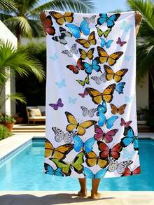 1 chiếc khăn tắm biển bằng sợi microfiber siêu thấm hút, in hình bướm nhiều màu sắc, có nhiều kích cỡ khác nhau, nhẹ, thích hợp cho bơi lội, cắm trại, thể thao, bãi biển hoặc phòng tập thể dục. - Những con bướm đầy màu sắc - Xem 1