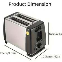 Electric Toaster With 2 Wide Slots For Kitchen, With 1.1 Inch Wide Opening, 6 Toasting Controls, Fast Toaster. - 黑色 - 查看 2