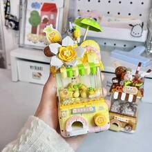 Máquina Gashapon mini linda compatible con bloques de construcción, serie de modelos de máquina de garra, Black Sugar Bobos, Flores azules de coco, adornos para decoración del hogar, adecuados como regalos - Multicolor - Ver 1