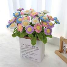 5支手工钩编雏菊，永生雏菊花束，母亲节教师节礼物，毕业派对礼物，客厅卧室装饰DIY人造花，永生花，节日圣诞节生日婚礼礼物，浪漫家居派对装饰 - 白色 - 查看 4