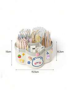 360 Degree Rotating 5-Compartment Pencil Holder - Multifunctional Plastic Desktop Organizer Box For Pens, Pencils And Office Supplies - Suitable For Home, School And Office Use - Multicolor - View 3