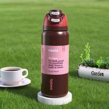 OWALA OwaIa 双吸嘴户外露营水瓶，带吸管，大容量保温水瓶（24/32 盎司），双层真空保温，适合盛装冷饮，设计精美，做工精良，是露营、工作、室内使用的理想之选（沙滩/陆地露营必备配件） - 彩色 - 查看 4