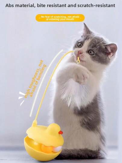 1 Set Automatic Self-Righting Duck & Rolling Cat Toys, Detachable Feather & Bell Wand, Replaceable Cat Pet Toys, Multiple Options, Self-Entertainment Cat Toys, Cat Turntable, Cat Teaser Wand
