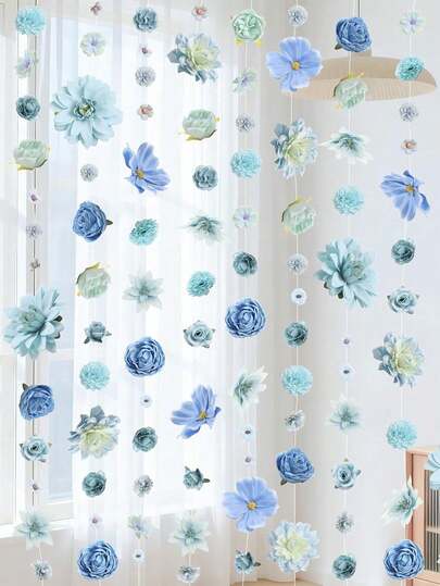 20/50支装蓝色组合人造花材包装 - 人造花，逼真花朵，可用于DIY手工头饰、花环制作、婚礼花材等。适用于制作花环、节日和生日派对装饰、新娘手镯、花材，可用于家庭和花店、花园装饰、母亲节装饰以及全年使用。