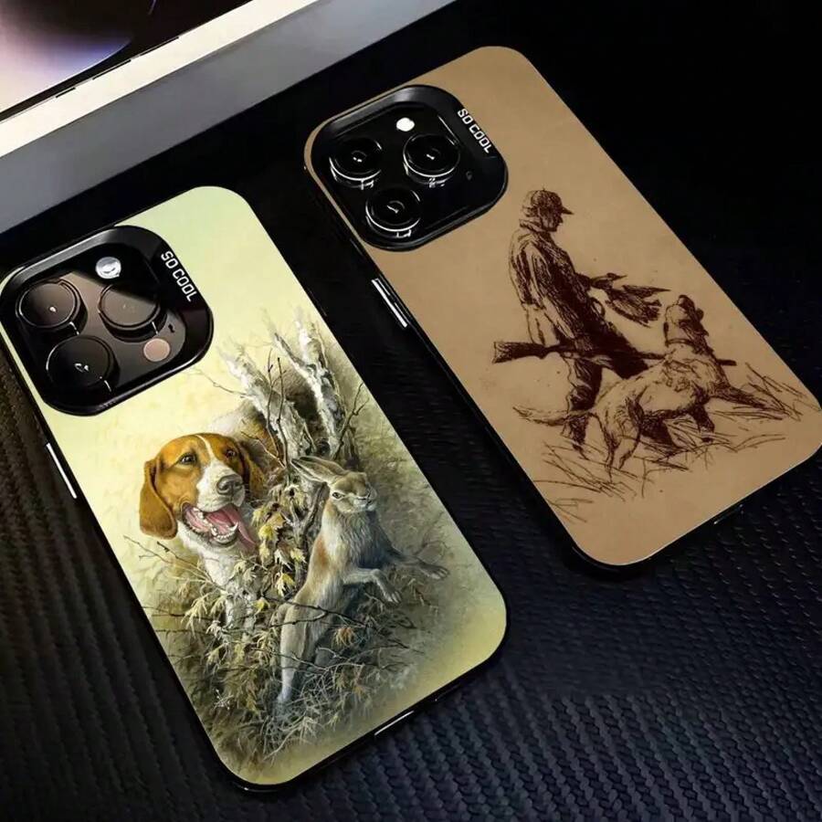 Funda para Teléfono S-Sharp H-Hunter Hunting D-Dog para iPhone 17, 16, 15, 14, 13, 12, 11 Plus, Pro Max, Colorida, Plateada y Negra - Verde - Ver 1