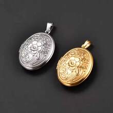1 mặt dây chuyền hình oval nhẹ, unisex, khung ảnh có thể mở, dây chuyền thép không gỉ sáng bóng, dây chuyền tình yêu gia đình. - Mặt dây chuyền đơn - Xem 9