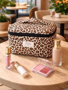 性感豹纹女士化妆包 – 大容量多功能旅行手提包，时尚日常收纳袋 - 彩色 - 查看 6