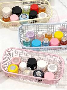 1/2/3/4pcs Decorative Storage Baskets, Smooth Edge Reinforced Metal Wire Mesh Organizer Rack, Suitable For Teachers And Artists' Desk Storage Boxes, Can Be Used To Organize Painting Tools, Toiletries And Daily Sundries, Suitable For Office, Bedroom Or Home Storage, Desk Organizer Travel Season - Multicolor - View 9