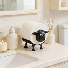 Sheep-Shaped Toilet Paper Box, Stackable Round Toilet Paper Holder - Black and White - View 4