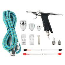 Bộ dụng cụ phun sơn chuyên nghiệp 116AK với vòi phun 0.2mm/0.3mm/0.5mm và ống dẫn khí không mùi dài 1.8m, thích hợp cho trang trí bánh, nghệ thuật vẽ móng, hình xăm tạm thời, vẽ mô hình, tự làm giày - Thiết kế điều khiển chính xác và dễ dàng vệ sinh - Bạc - Xem 1