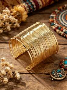 European And American Classic Fashion High-End Luxury Women's Alloy Wire-Wound Wire Fashion High-End Gold Bracelet - Gold - View 7