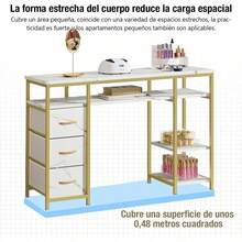 Double Manicurist Table With Shelf 120x40x80cm - White - View 9