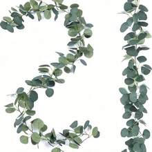 1pc/2pcs Artificial Eucalyptus Leaf Garland Decor, Fake Plant, Wedding Party Table Decoration, Indoor Outdoor, Faux Eucalyptus Wreath - Green - View 5