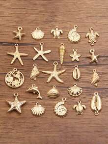 50 chiếc/gói Mặt dây chuyền hình sao biển KC Gold ngẫu nhiên, thích hợp để làm trang sức mùa hè như vòng cổ, bông tai, vòng tay, đồ thủ công DIY. - Vàng - Xem 12