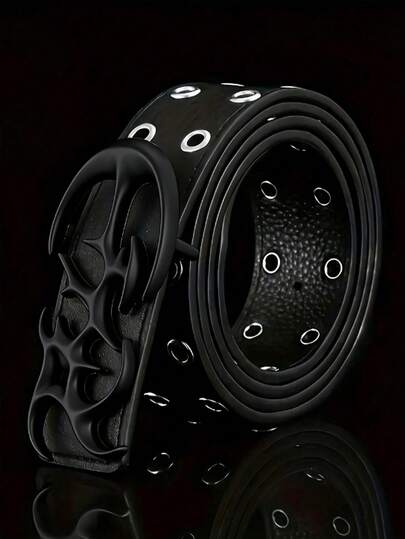 Thắt lưng da PU rỗng kiểu dáng Y2K thời trang punk mới dành cho nam - Phụ kiện để làm quà tặng hoặc thể hiện phong cách cá nhân