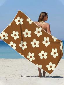 [250 g/m² Ultra Suave Secado Rápido] Toalla de Playa | Disponible en 70*140cm/90*180cm | Estampado Floral Minimalista en Rosa, Morado, Marrón | Toalla de Baño/Natación Portátil de Alta Absorción, Adecuada para Playa, Natación, Viaje, Camping, Fitness en Verano - Multicolor - Ver 9